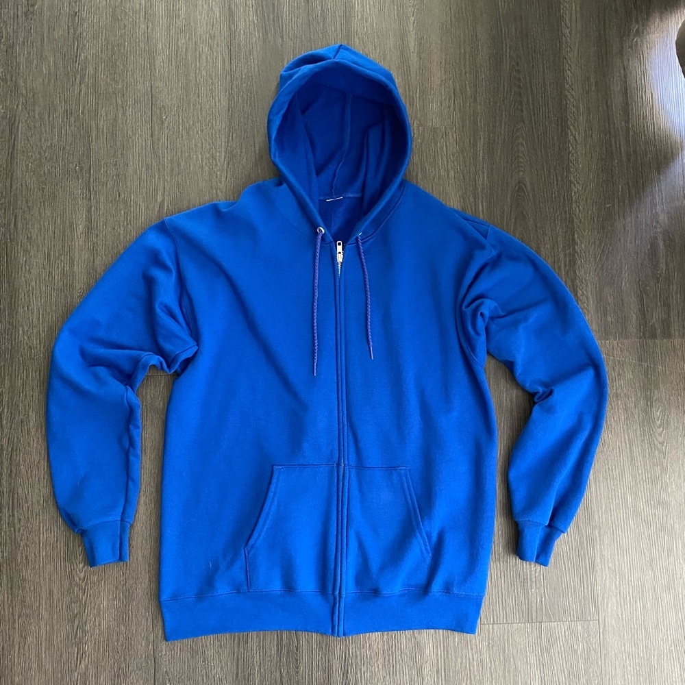 Men's Blue Hanes Zip Up Sweater